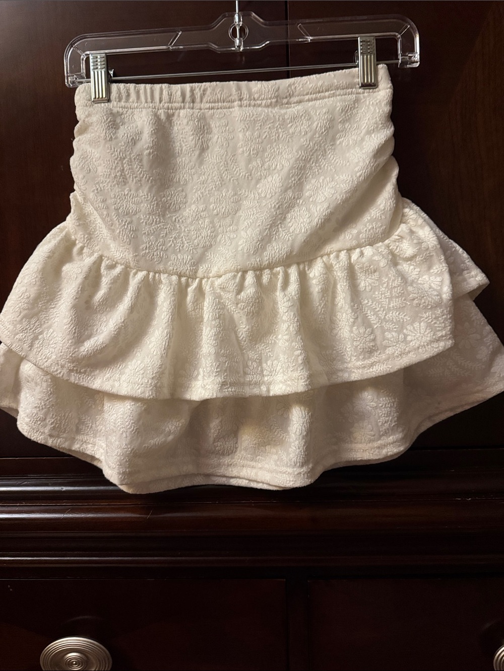 SHEIN Cream Tiered Mini Skirt with Floral Texture